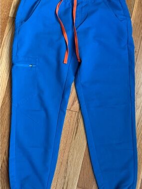 Figs Women's Royal Blue Jogger Pants with Orange Drawstrings